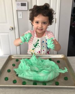 shaving cream and food coloring