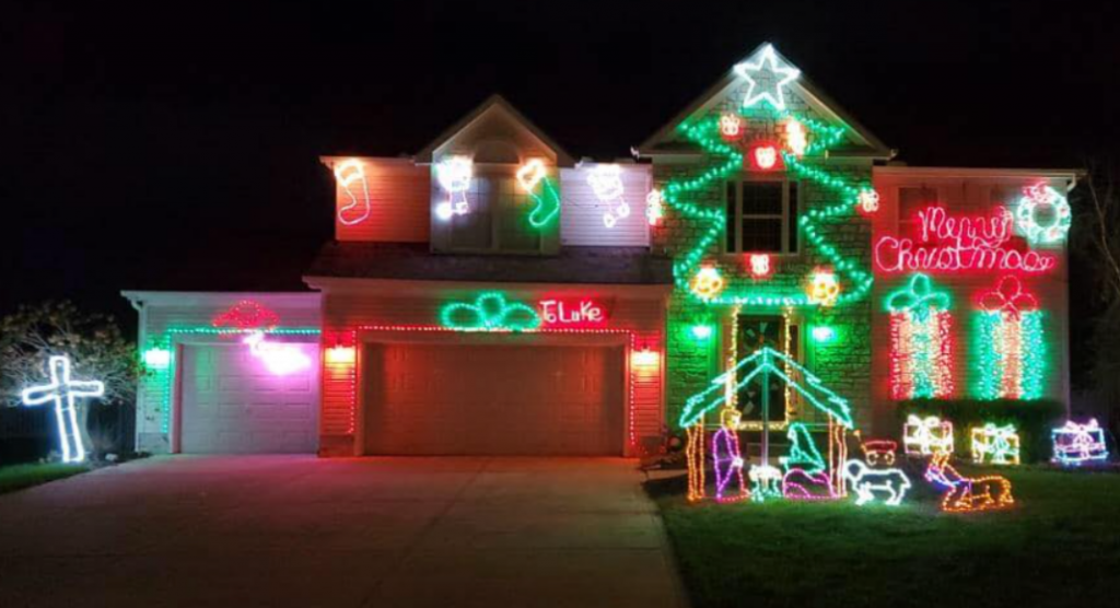 house decorated for Christmas