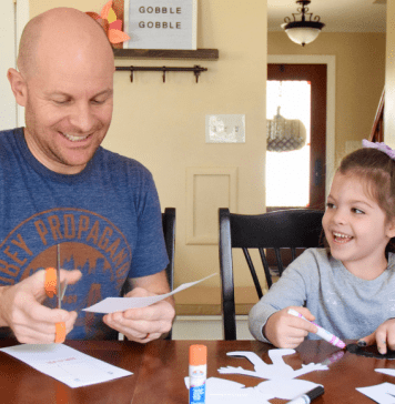 crafting with dad and daughter
